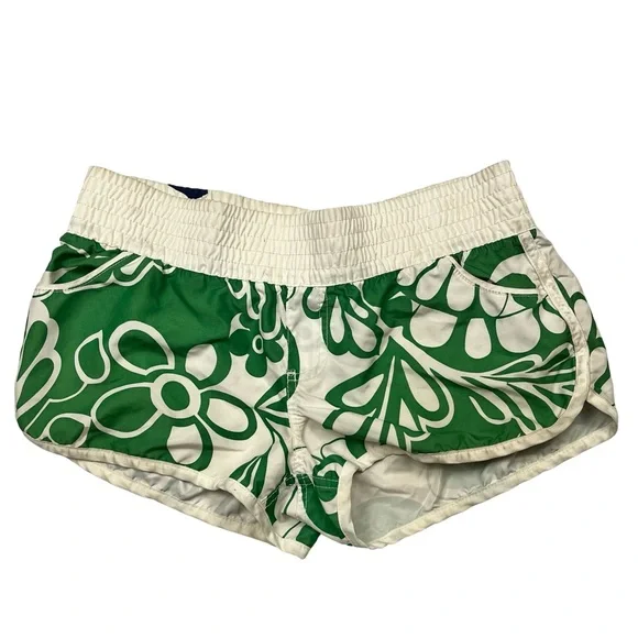 Y2K Vintage Roxy Green Floral Swim Shorts - Picture 1 of 8